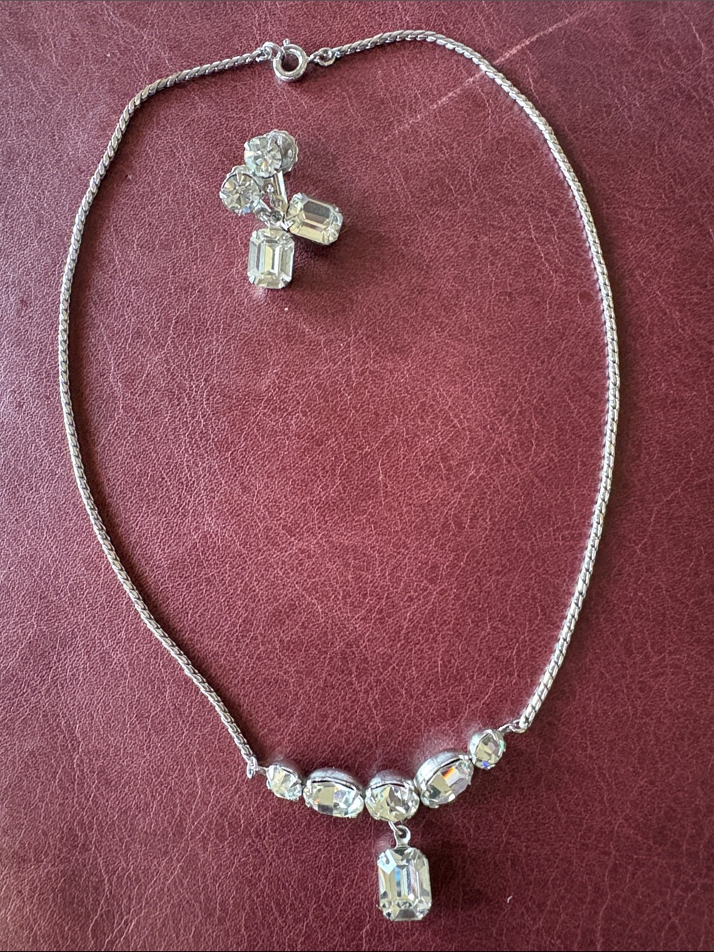 Estate Sale! Vintage Mid-Century Faceted Crystal Bead Necklace and Earrings